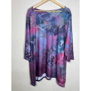 Soft Surroundings Tunic Long Sleeve Plus Size 1X Art To Wear Lagenlook Stretch